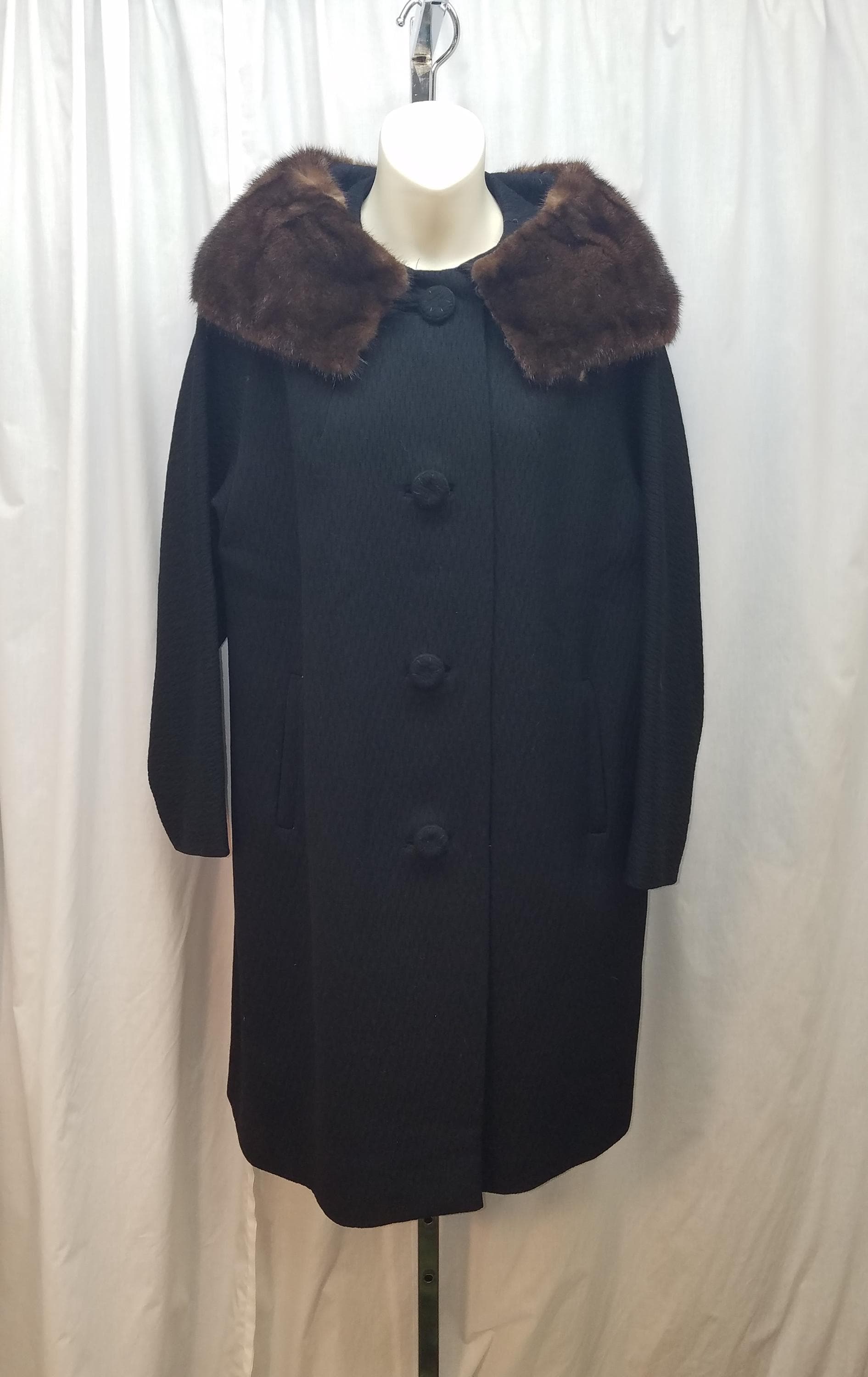 Vintage 1950's Stylecraft NY Designer Black Boucle Wool Winter