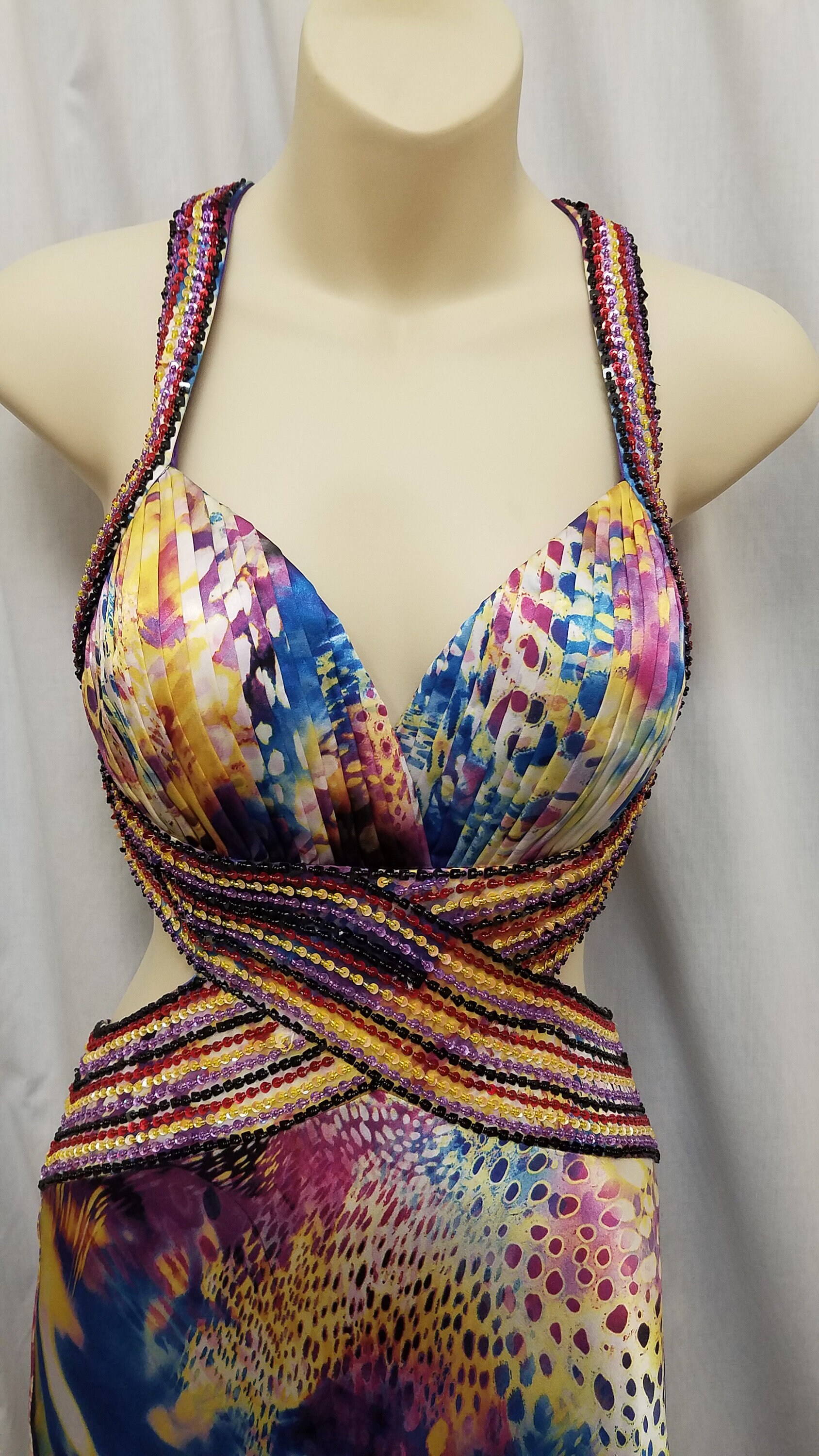 Vintage 1990's La Femme Paris Designer Rainbow Leopard Print