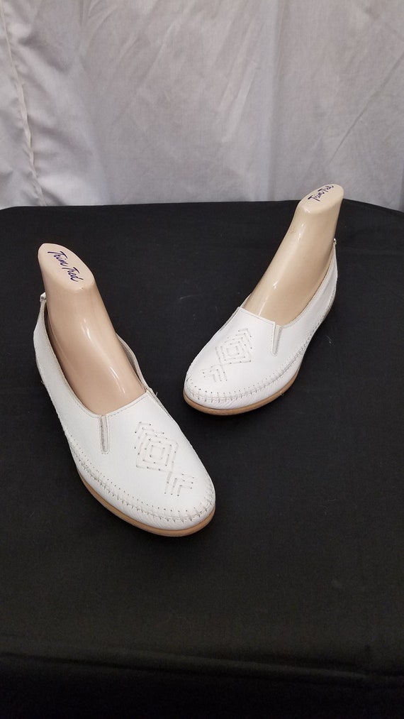 Mocassins Minnetonka Femme Blanc Cuir Franges Perles - Taille 7 - Occasion
