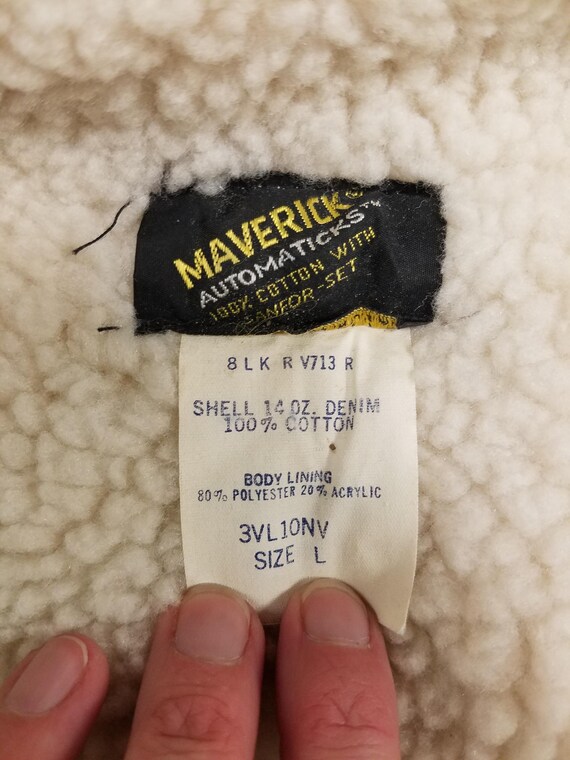 Vtg 70s Sherpa Lined Denim Vest by Maverick Denim… - image 8