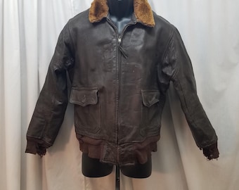 Vintage 60s US Navy G-1 Goatskin Leather Flight Jacket - Size 40