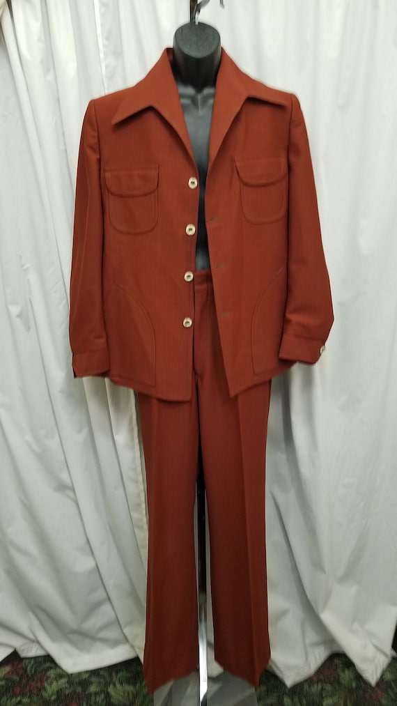 Vintage 70s Forest Hills Rust Polyester Western R… - image 2