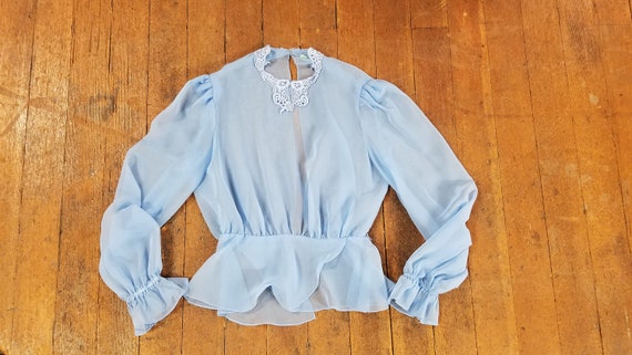 Vintage 1940's-50s Light Blue Gorgeous Delicate R… - image 7