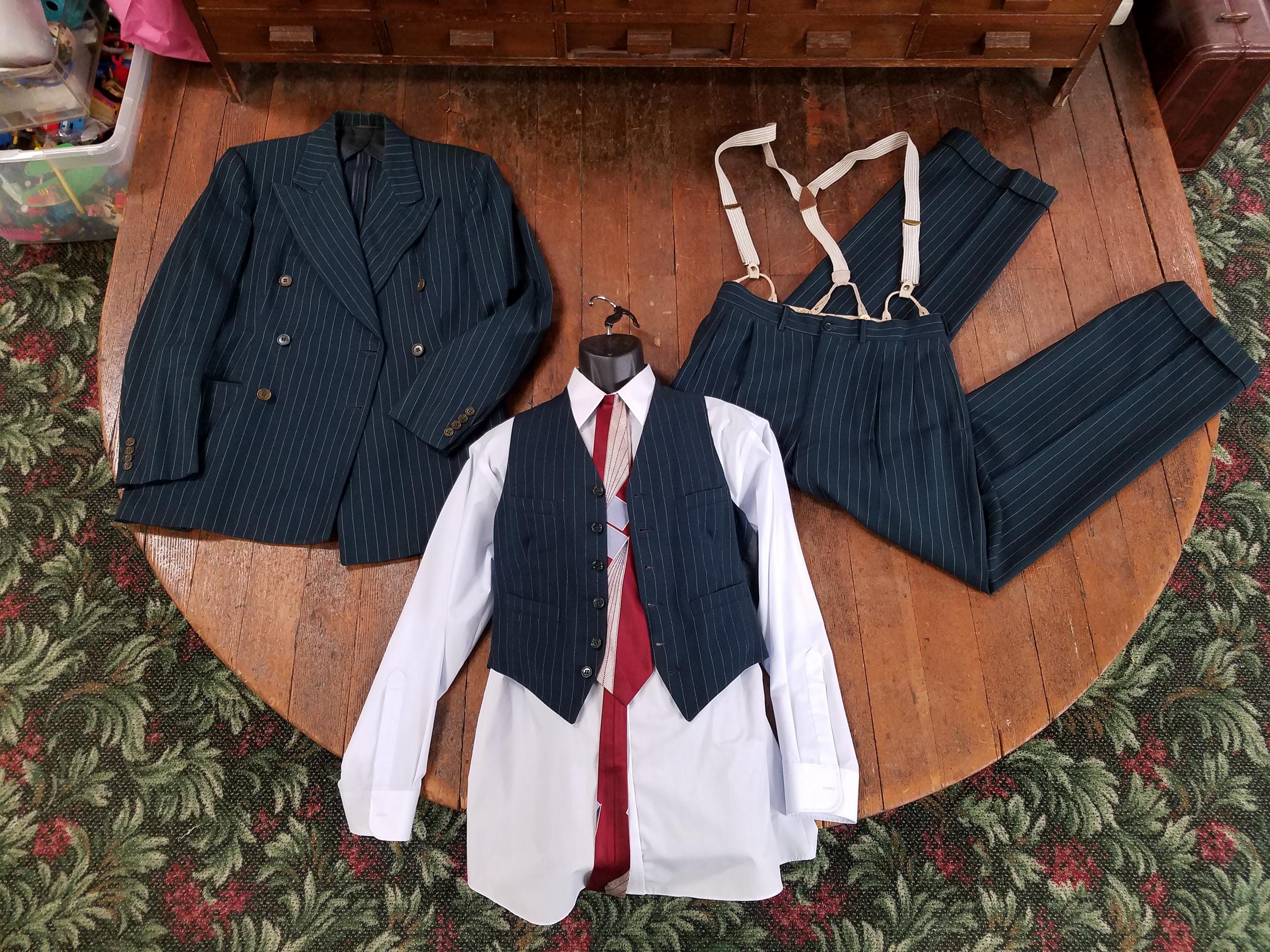 1950s Vintage 3-Piece Suit Hand Tailored Jacket Vest Pants