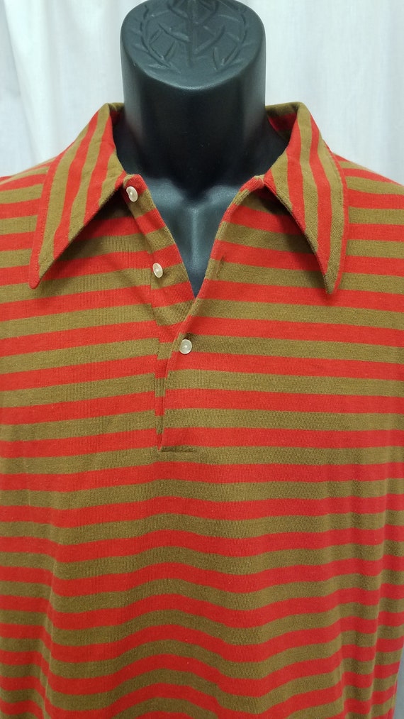 Vintage 1970's Jantzen Orange and Brown Striped C… - image 5