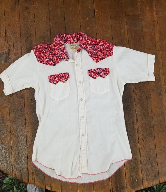 DC Dee/Cee Vintage 60s/70s Rust/Peach Western/Cowboy Shirt SZ 16/35