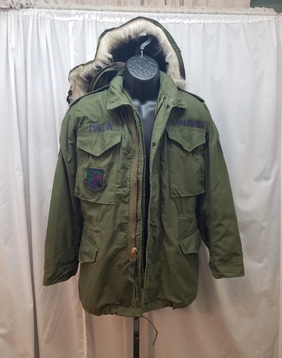 Vintage 1960s Vietnam Era M65 Green Field Jacket Parka W Inside