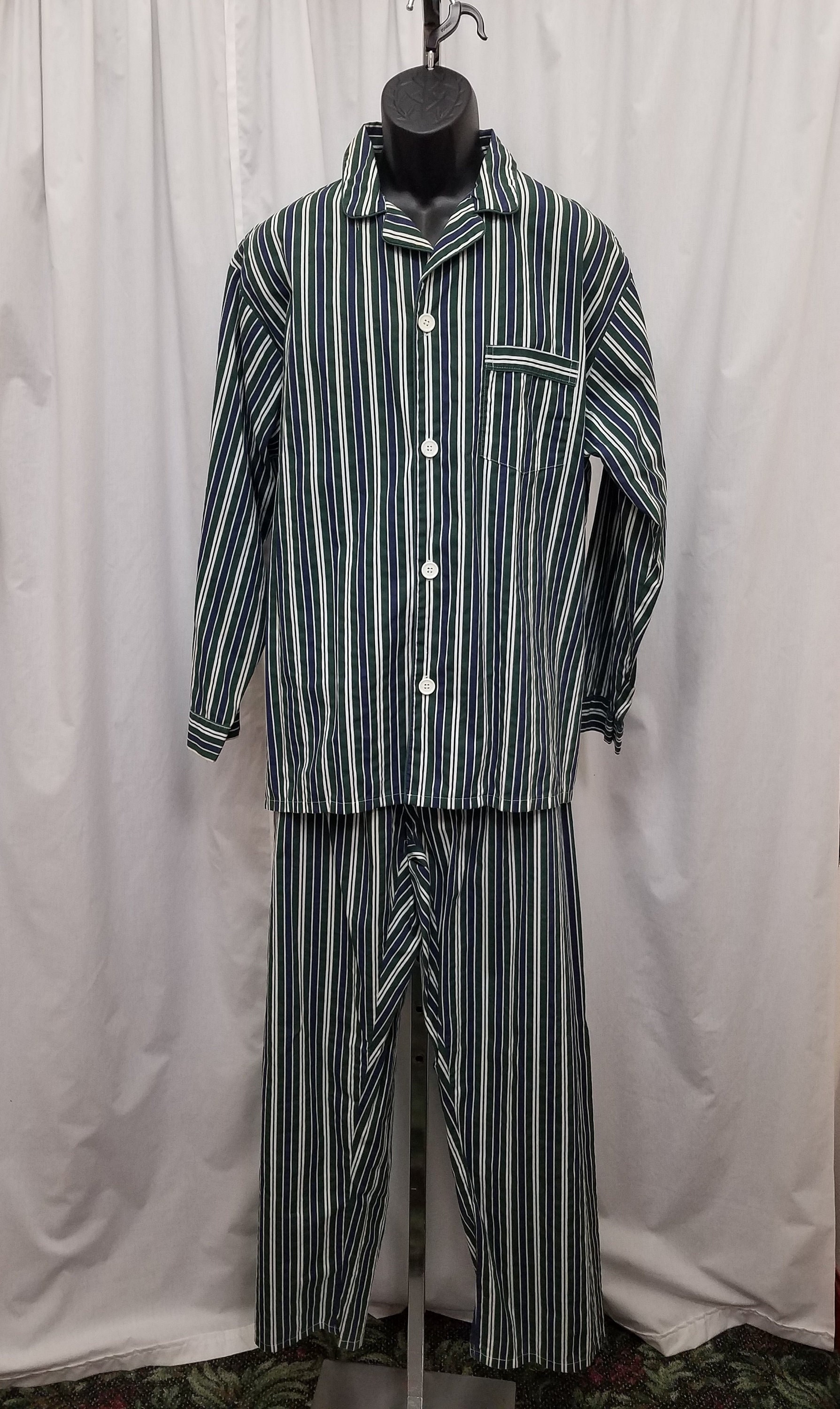 人気メーカー・ブランド Vintage 1980s Stripe Navy & Green Towncraft NWOT Piece 2 Clothing