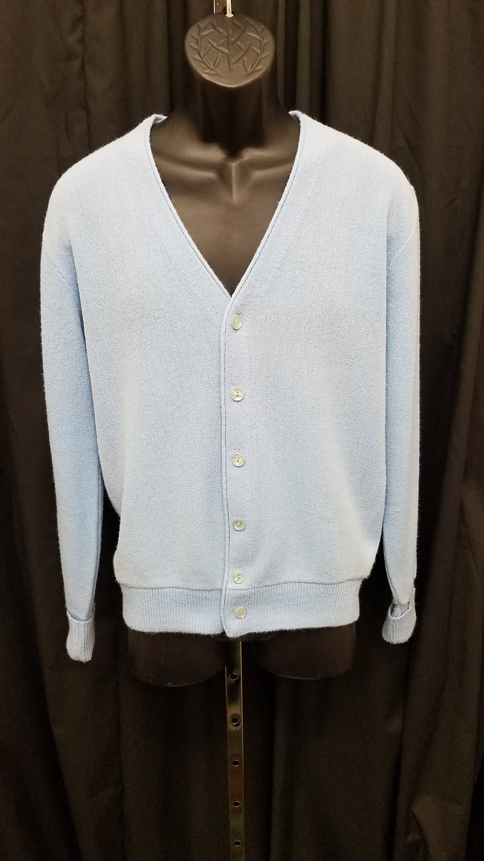 Vintage 1960s Light Blue Jantzen Made in USA Acrylic Button Long