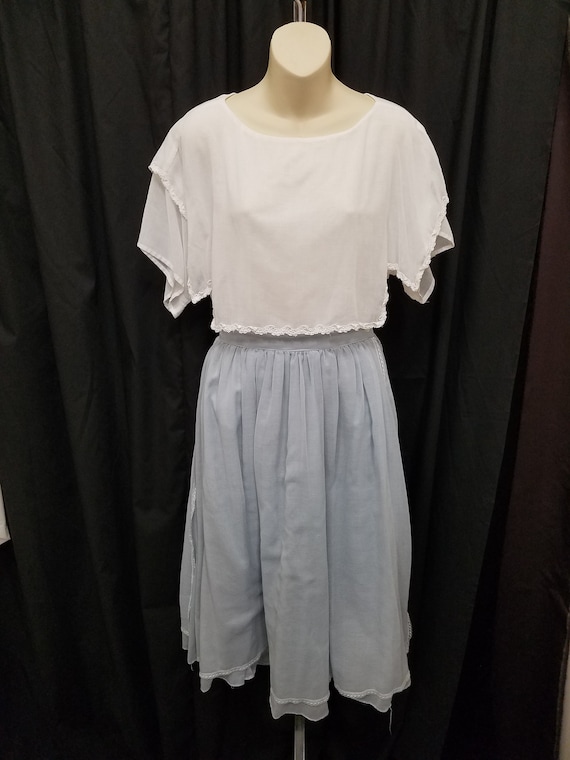 Vintage Rare 1970s-80's 2 Piece White Shirt and Bl