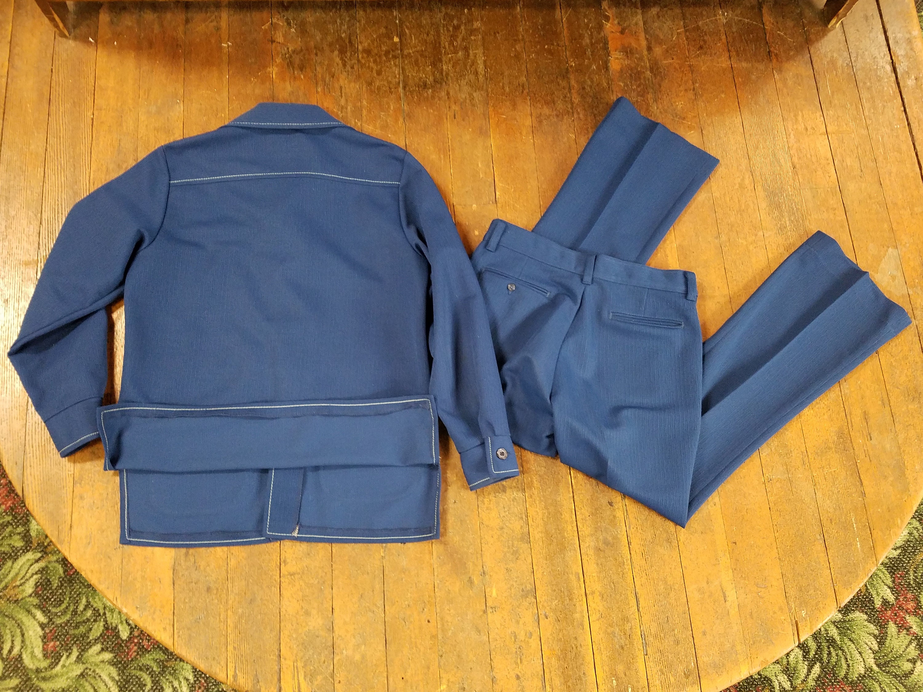Vtg 70s FARAH (no Tag!) Navy Western Rancher Leisure Polyester  display picture 1
