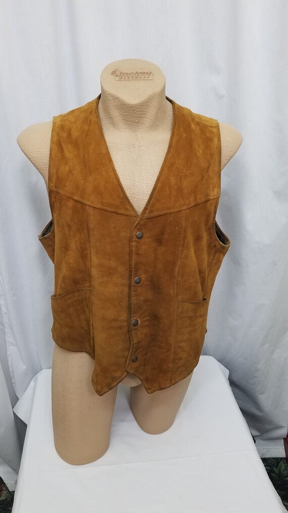 Vintage 1970's Golden Thread Brill Bros Red Brown Suede Vest/ 70's