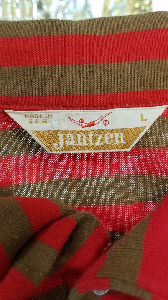 Vintage 1970's Jantzen Orange and Brown Striped C… - image 7