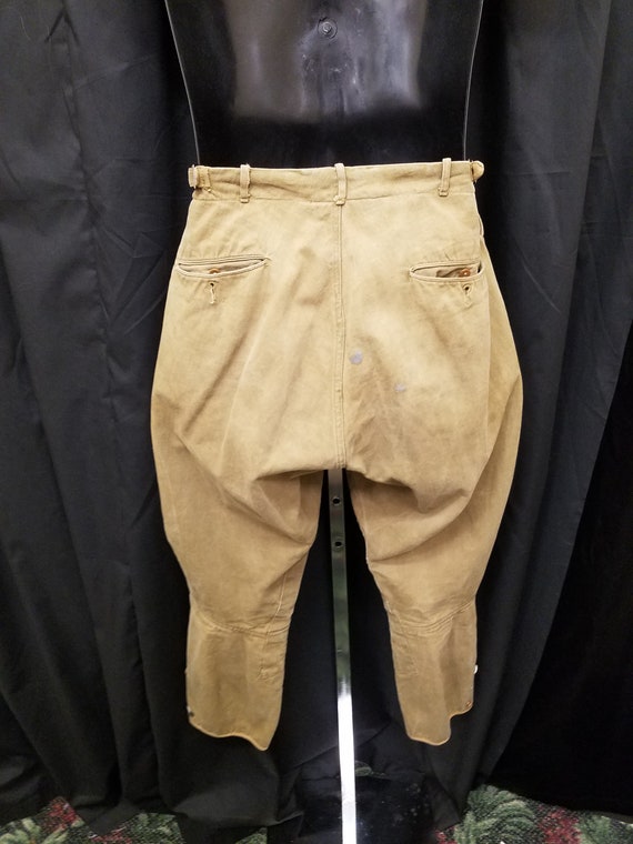 Vintage 1940's Khaki Brown Thick Cotton Blend Rid… - image 2