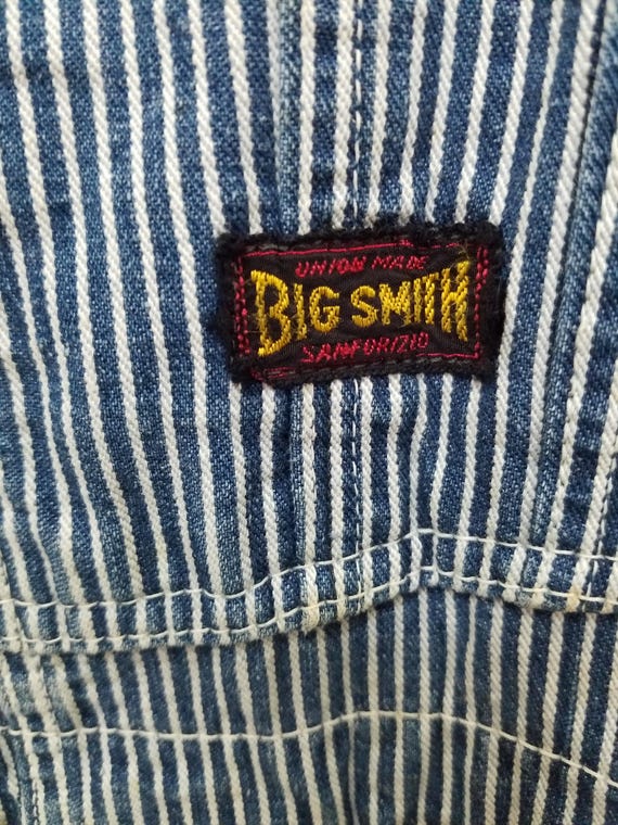 Vintage 1960s Big Smith Overalls Striped Denim Bib Carpenter