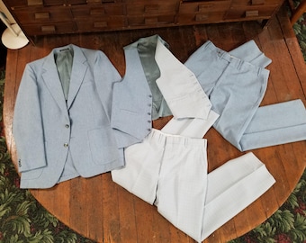 Vintage 1970s Lee Denim Suit Set – Light Blue Jacket & Vest, USA 
