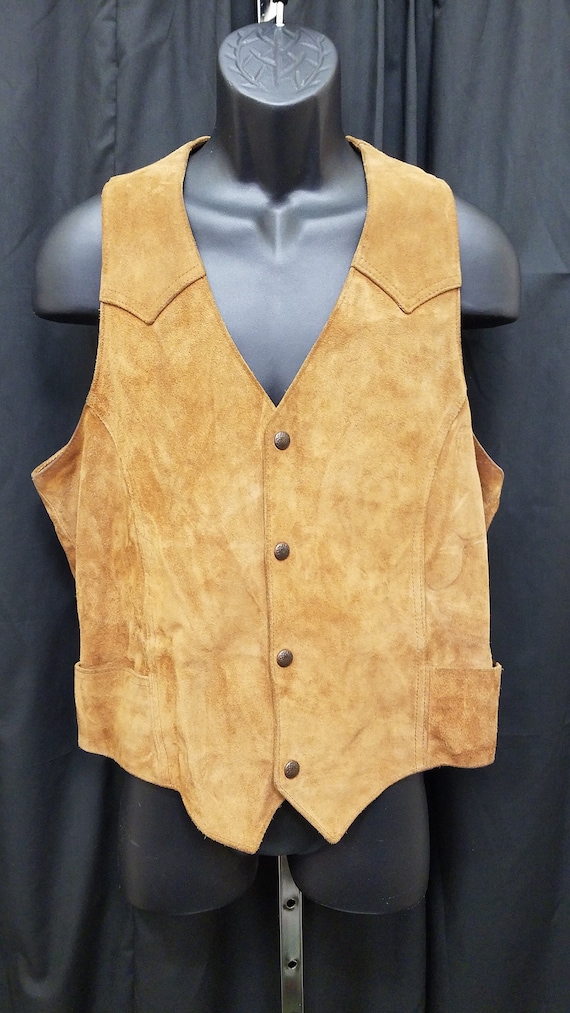 Vtg 1970's Pioneer Wear Western Suede Leather Vest