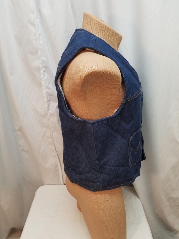 Vtg 70s Sherpa Lined Denim Vest by Maverick Denim… - image 6