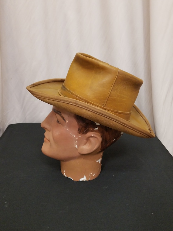 V i n t a g e • Boho 70s leather rancher hat Vintage 1970s Brown Suede Boho Hat Small Size S Leather Wide  main image 4