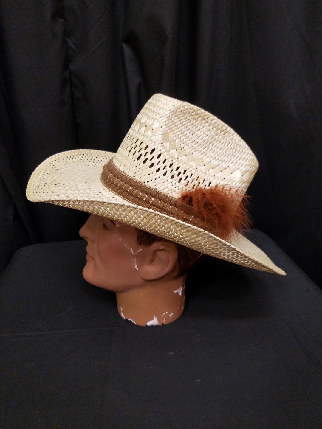 VINTAGE 1970's Resistol Stagecoach Straw Western Rancher Cowboy Hat 7 1 ...