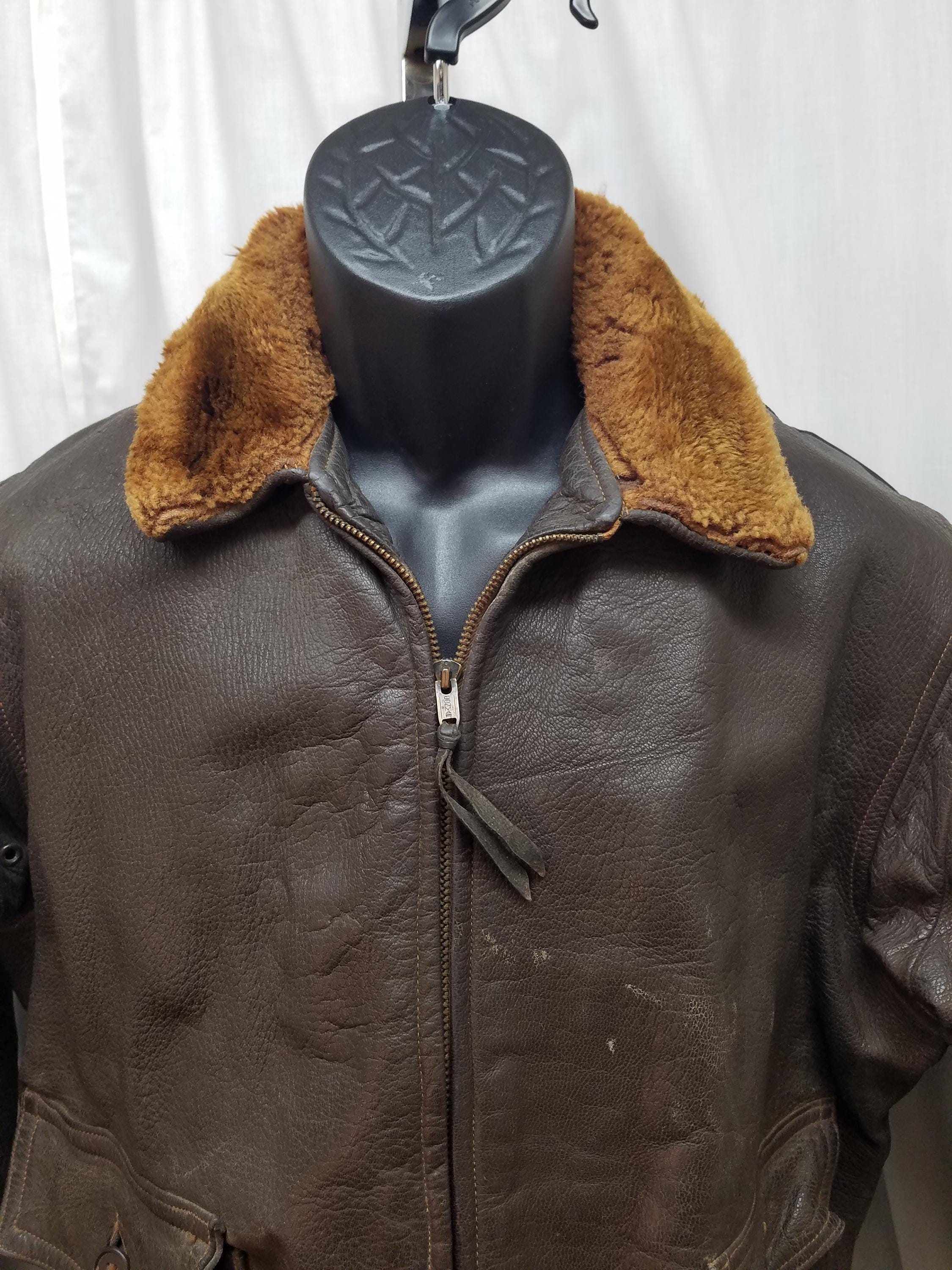 Vintage 1950s Authentic Collector Brown Leather USN G-1 Flight