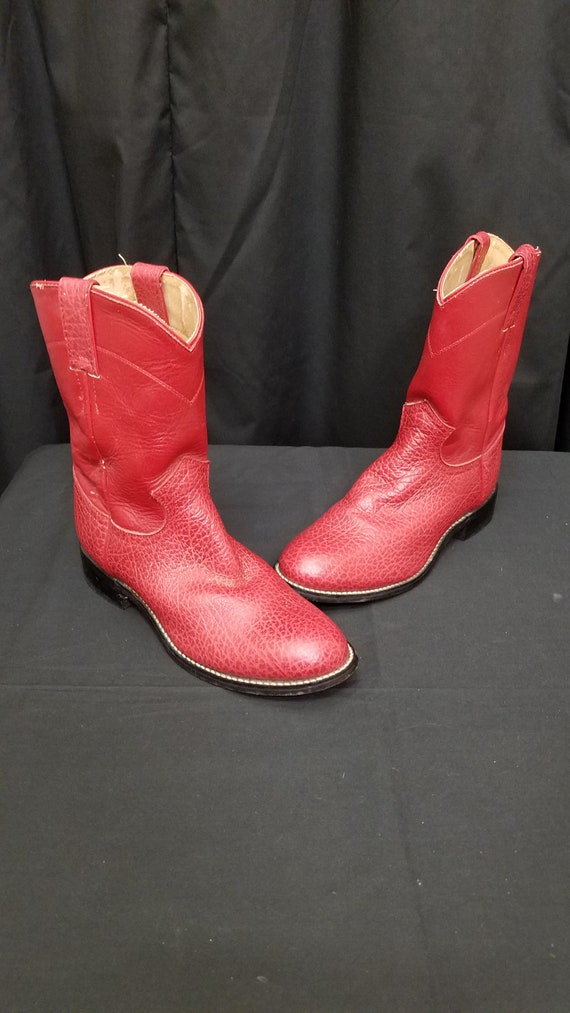 Vintage 1970s Justin Red Leather Snakeskin Mid Cal