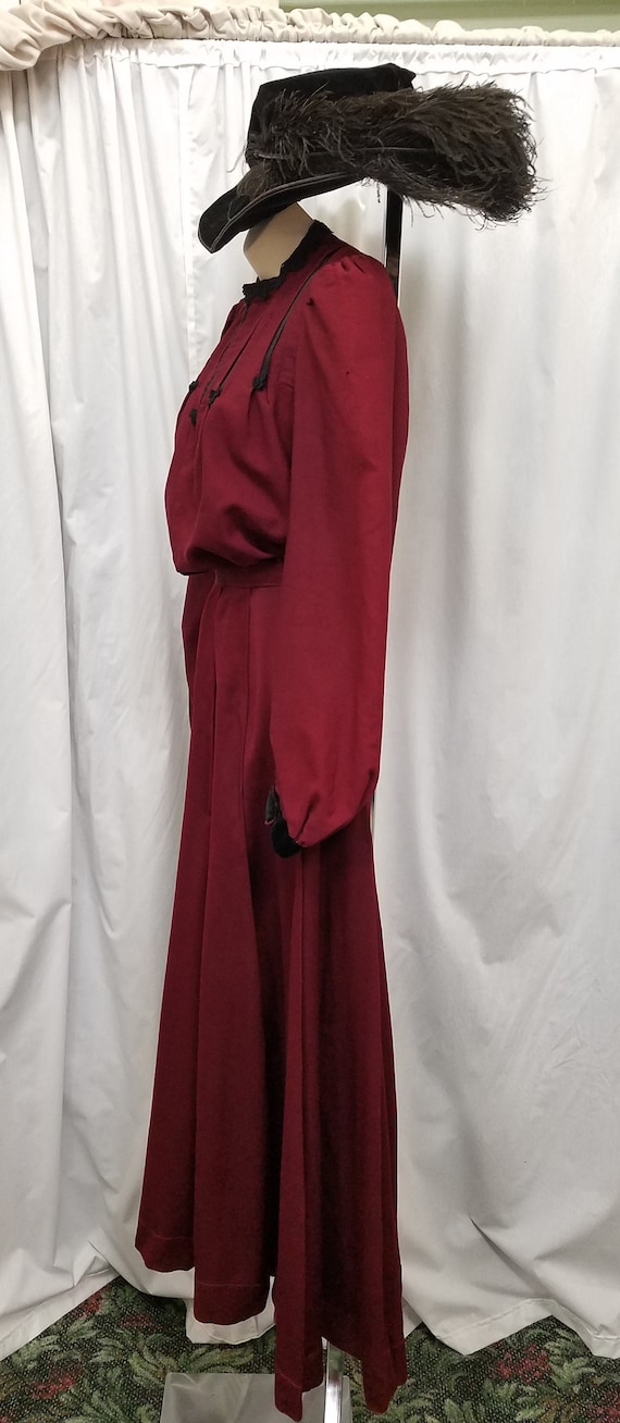 Authentic 1900s Edwardian Victorian Burgundy Wool… - image 4