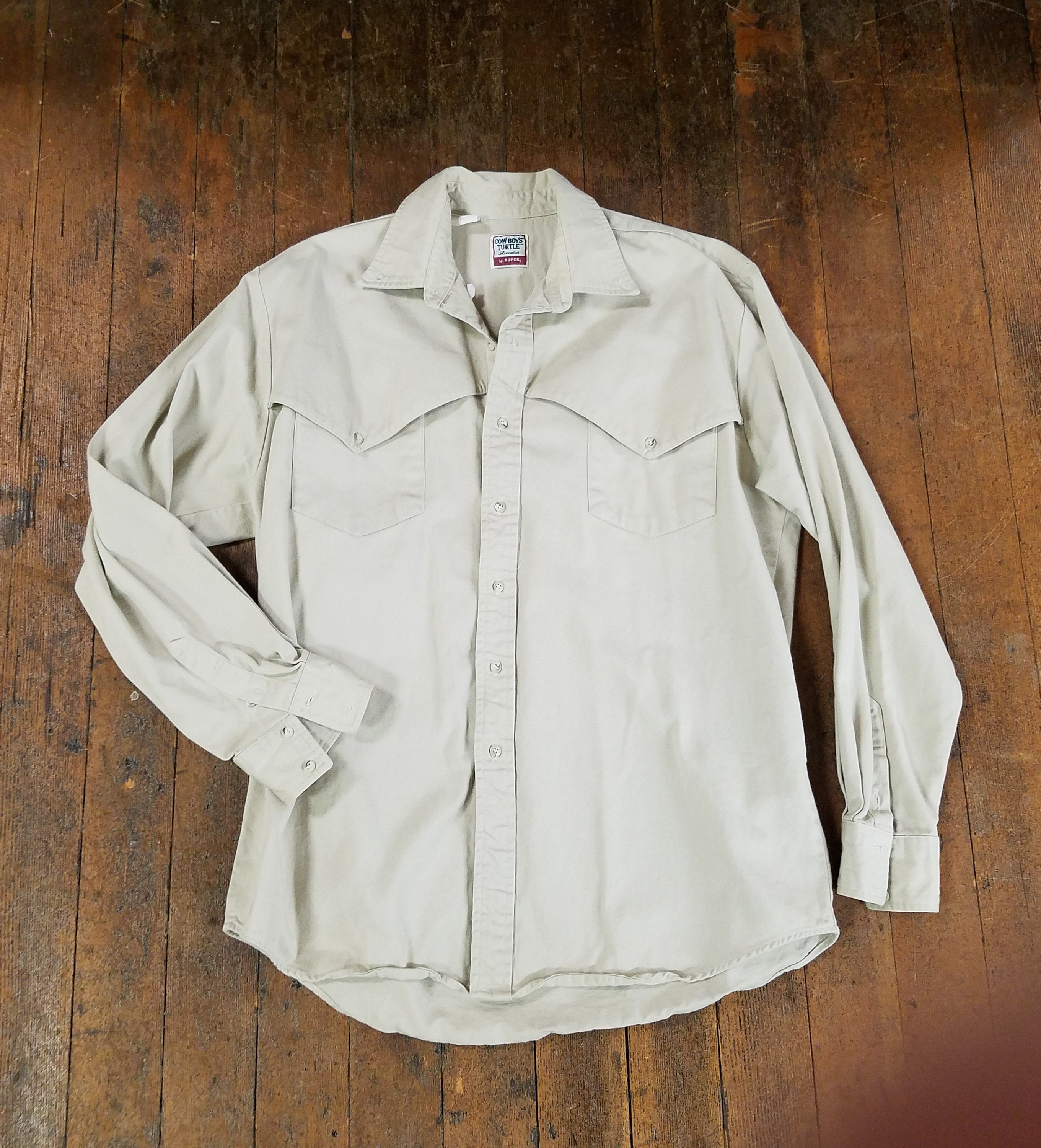 Chemise Western Femme Roper Verte Kaki - 100% Coton Manches Longues - Taille S - Style Cowboy Décontracté