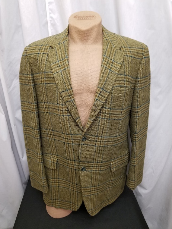 Vtg 1960s Stanley Blacker Label Vented Green and Tan Glen Vtg 1960s Stanley Blacker Label Vented Green and Tan Glen