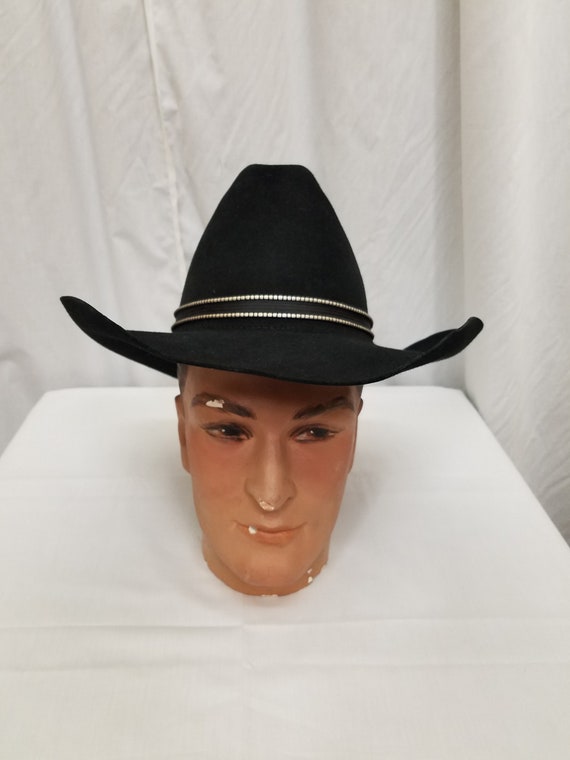 Vintage 1970's Stetson Black Cowboy Hat Size 7 1/… - image 2