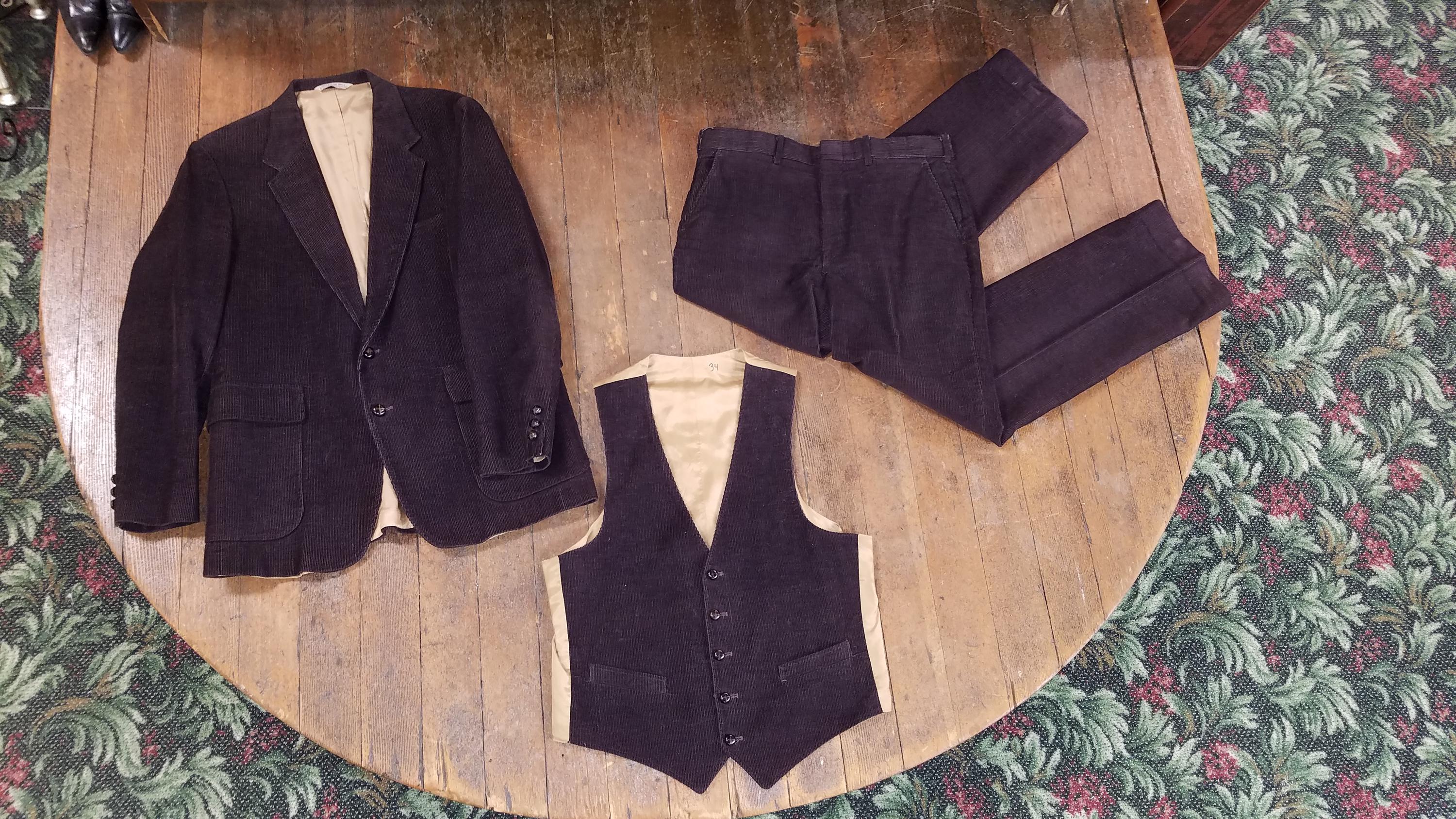 80s JCPenney The Men’s Shop ヴィンテージコート Vtg 1980s Jcpenney the Men's Shop Maroon Corduroy 3 Piece Western