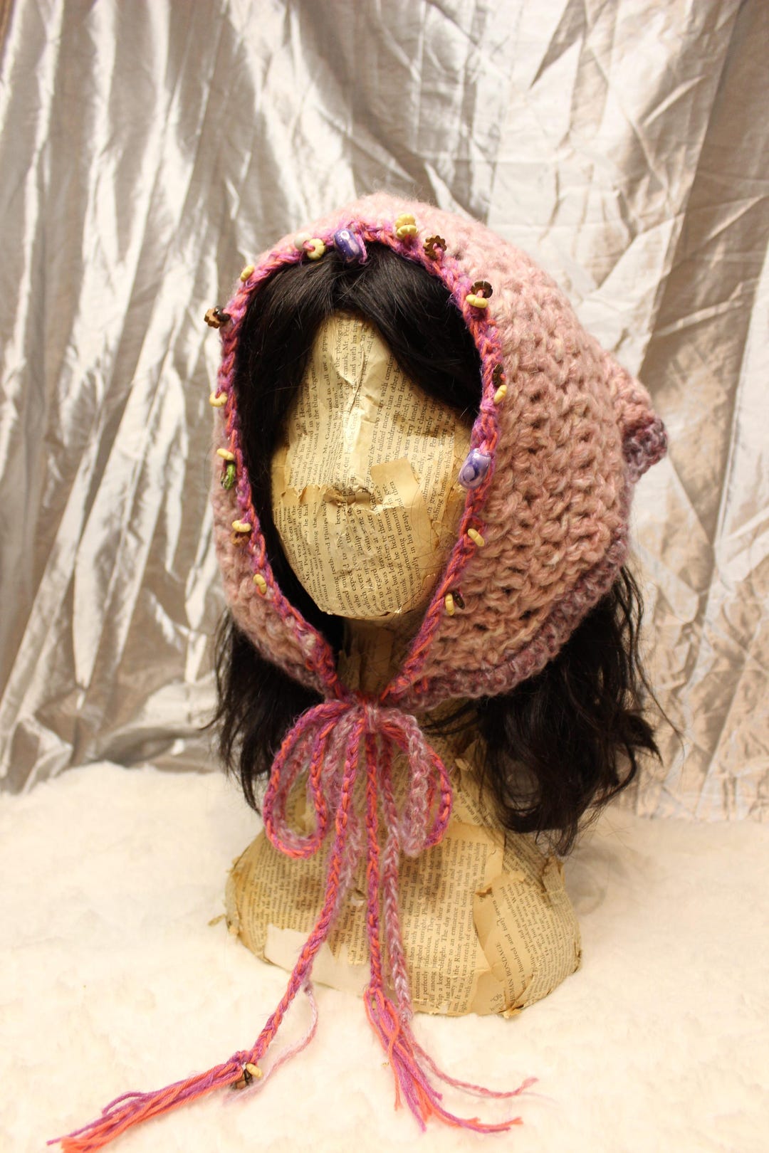Crochet Pastel Multicolor Head Bandana With Stones main image 1