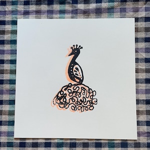 Handgedrukte Spritual Peacock-kaart | Unieke groet | Ambachtelijke liefdeskaart | Spiritueel boho-briefpapier | Verjaardag of ik denk aan jou