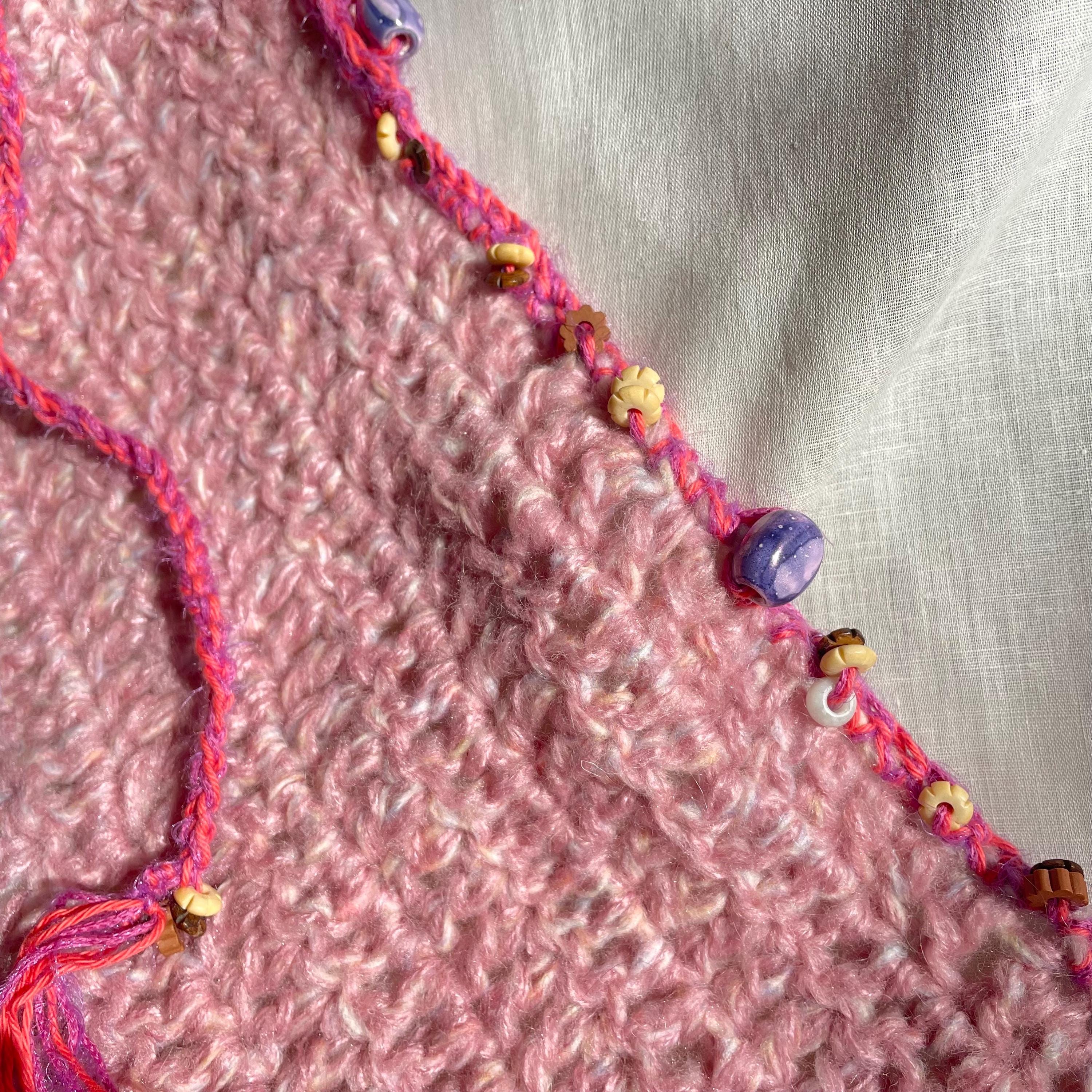 Crochet Pastel Multicolor Head Bandana With Stones