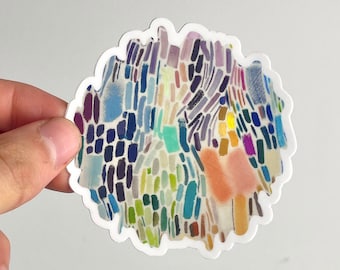 Rainbow abstract Brushstrokes Sticker: Original Art, Die-Cut Vinyl
