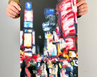 Times Square Art Print, NYC City Lights Giclee Print