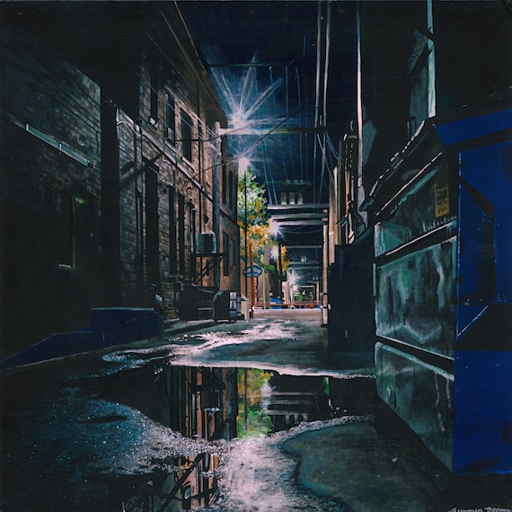 Fine Art Print Of Acrylic Realistic Painting Alley Etsy
