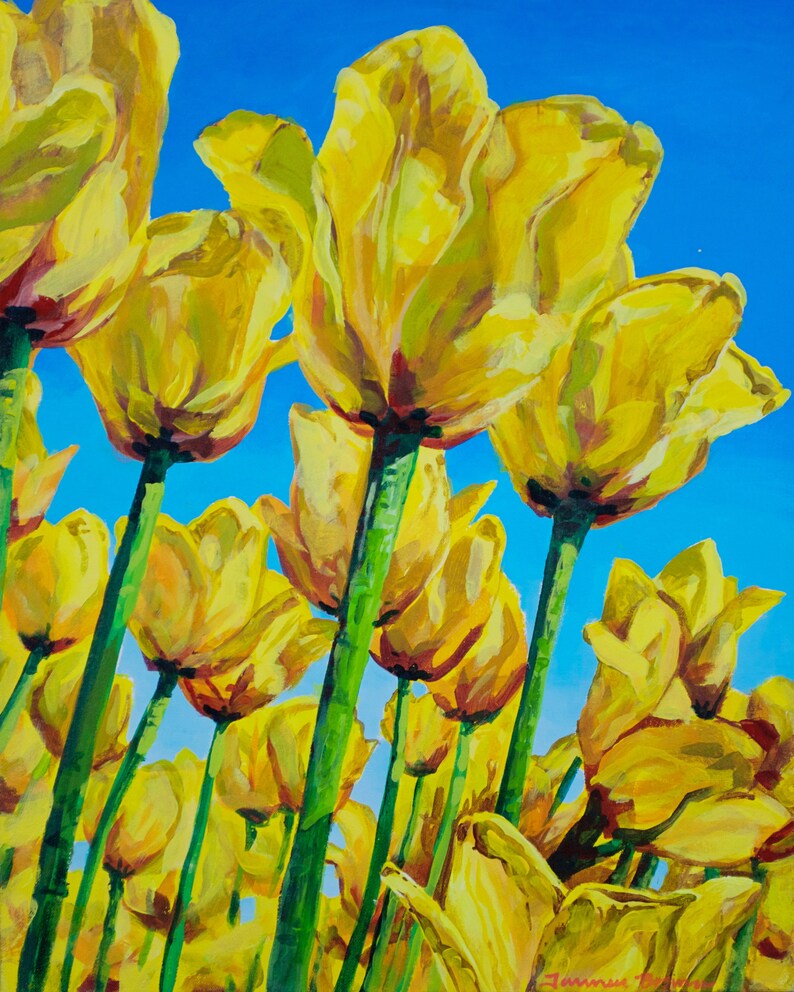 Original Art painting Vinyl Die Cut Sticker Yellow Tulip Etsy