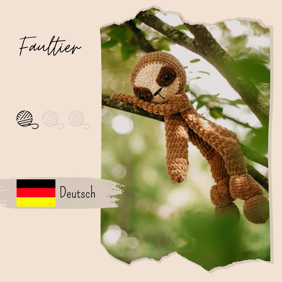 Cuddly Friend Sloth Crochet Pattern German - Etsy