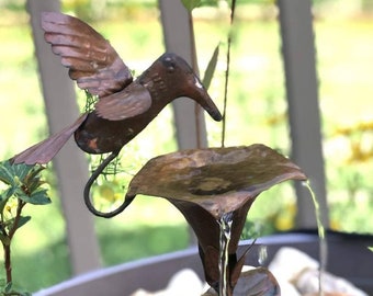 Hummingbird Solid Copper Dripper Fountain, Yard Art, Garden Art, Garden Decor, Gift for Home, Gardening Gift, Gardening, Hummingbird, Garden