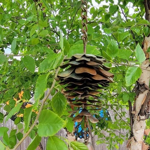 Pine Cone with Bell Ornament | Gifts for Mom | Garden Decor | Yard Art | Patio Decor | Metal Art | Gardening Gifts | Wind Chimes | Decor