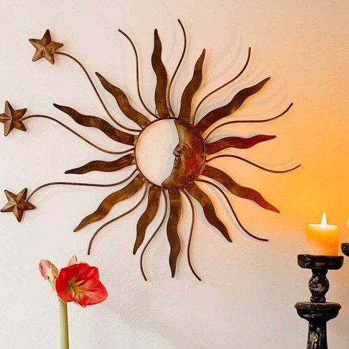 Sun Moon Stars Metal Art Wall Art Home Decor Garden Art Etsy