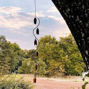 Bell Spiral Wind Chime, Happy Gardens, Porch Wind Chime, Garden Wind Chime, Bells Yard Decor, Yard Art, Gardener Gift, Outdoor Decoration