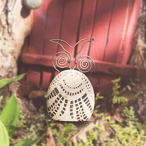 Stenciled Owl Garden Statue | Garden Statues | Stone Statues | Outdoor Statues | Garden Art | Gardening | Gardening Gifts | Owl Art | Decor