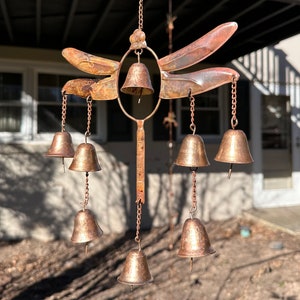 Dragonfly Wind Chime, Metal Outdoor Wind Chimes, Garden Decor, Hanging Bells, Patio Ornament, Yard Art, Gifts for Mom, Nature Lover
