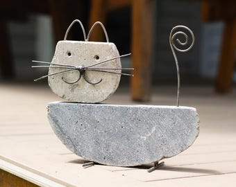 Cat River Stone Statue | arteful cat gifte | c atful | cat sympathygift | arteful cat gift | cat loveful | cat memorie | pet lossgift cat