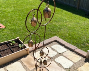 Calla Lly Garden Stake Wth Bells | Bronze Outdoor Llles Flower