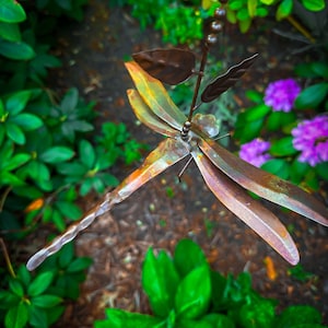 Hanging Dragonfly Branch Ornament - Happy Gardens | Metal Art | Dragonflies | Dragonfly Art | Wind Chimes | Garden Decor | Patio Art | Decor