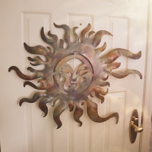 Large Flamed Sun Face Wall Decor 32" by Happy Gardens, Yoga Studio Decor, Sun Wall Decor, Wall Art, Garden Decor, Patio Deocr, Gift for Home