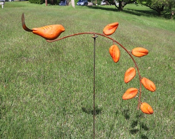Handcrafted Spice Bird Garden Balancer | Kinetic Yard Art, Garden Stake, Outdoor Decor, Rustic Garden Ornament, Whimsical Garden Sculpture